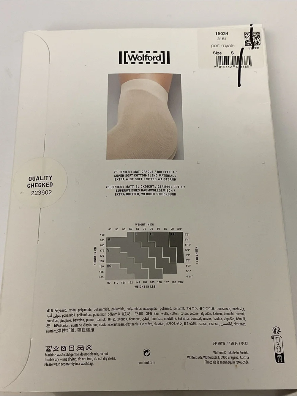 WOLFORD 15034 MARY COTTON RIB TIGHTS IN PORT ROYALE SMALL NWT
